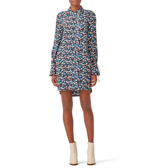 Tory Burch Kaylee Silk Dress Navy Prism  Size 0 - Picture 13 of 13